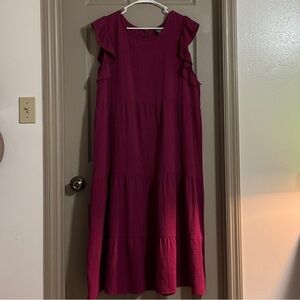 Cattle Fuchsia Ruffle Midi Dress